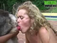Dog orgasm on a gorgeous woman's body